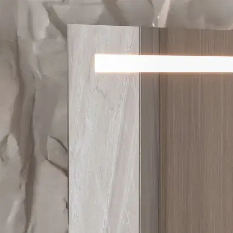 Mereo Zrcadlo hranaté, 50x70 cm, LED osvětlení a odmlžování CN156