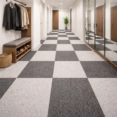 Balta, Kobercový čtverec Sonar 4475 světle šedý 50 x 50 cm, chodba / předsíň