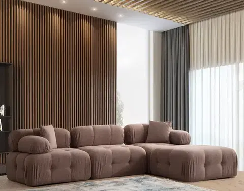 Rohová sedací souprava Doblo 3 Seater with Pouffe ( L1-O1-1R-Pouffe) - Cappuccino