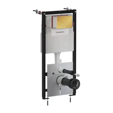 OMNIRES SET: STRONGFRAME Rám do podomítkové instalace + MINIMAL splachovací tlačítko, zlatý lesklý STFWC1M-RGL