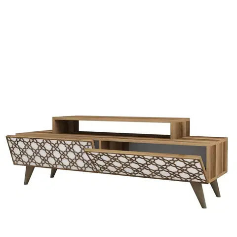 TV stolek City - Walnut, White