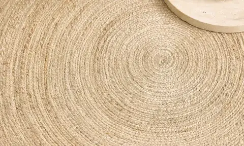 Diamond Carpets India, Ručně vázaný kusový koberec Rhea J-11 Natural kruh, 120x120 (průměr) kruh, béžová, chodba / předsíň