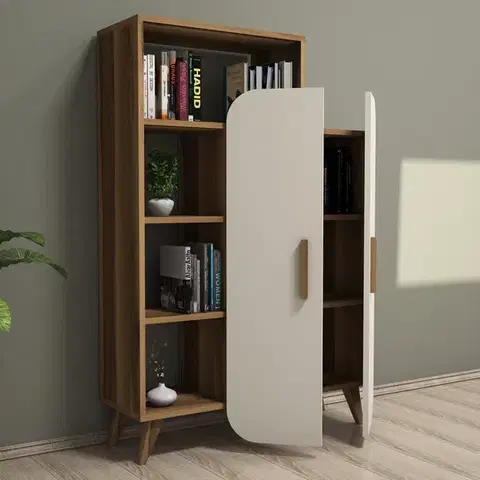 Knihovna Form - Walnut, Cream