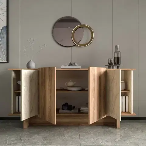 Konzolový stolek Diana - Travertine, Walnut