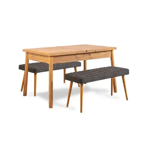 Jídelní set s rozkládacím stolem a lavicí (3 kusy) Santiago 1053 - Atlantic Pine, Anthracite