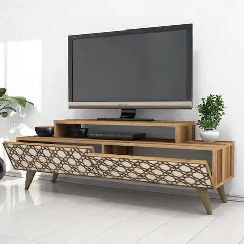 TV stolek City - Walnut, Cream