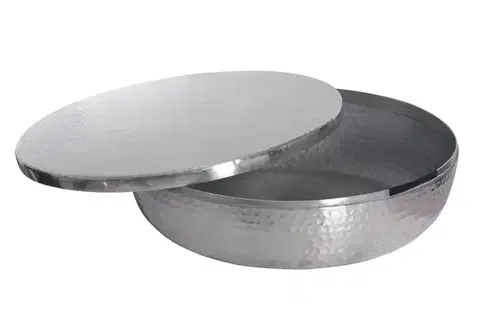 Estila Designová orientální mísa Hammerblow s víkem z kovu s vybíjeným zdobením ve stříbrné barvě 38 cm