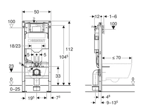 GEBERIT Duofix Předstěnová instalace pro závěsné WC, výška 1,12 m 111.300.00.6