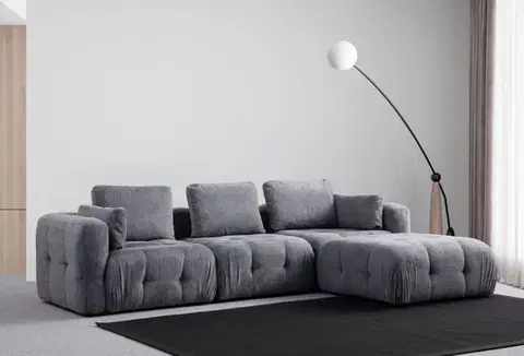 Rohová sedací souprava Amaris 3 Seater With Pouffe - Grey