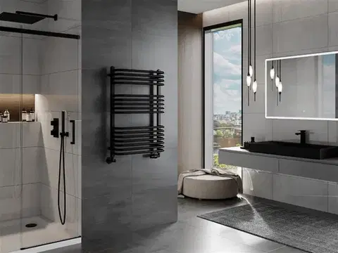 MEXEN Apollo otopný žebřík/radiátor 860 x 550 mm, 479 W,černá W117-0860-550-00-70