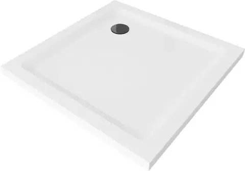 MEXEN/S Flat sprchová vanička čtvercová slim 100 x 100, bílá + černý sifon 40101010B