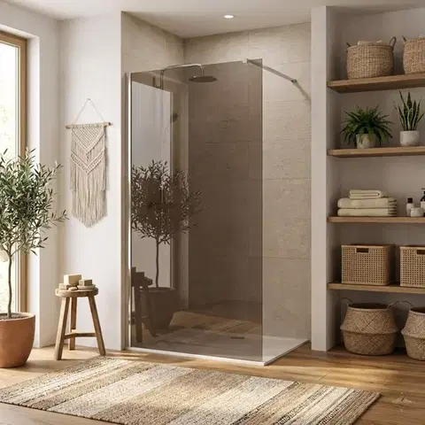 REA/S Sprchová zástěna Flexi Brown / Chrome 80 KPL-K99075