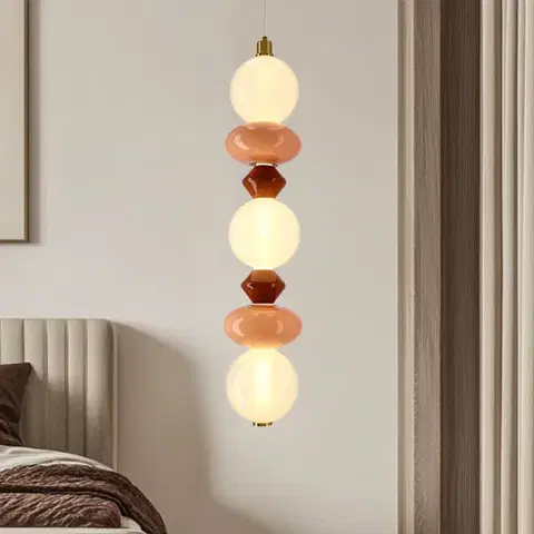FLORES lampa wisząca mosiężny+brązowy+pomarańczowy 20W LED 3000K klosz biały