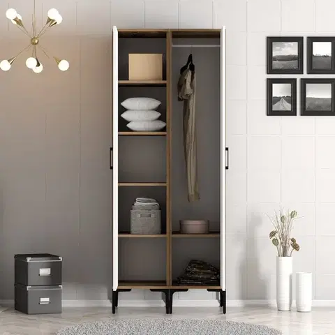 Šatní skříň Kumsal PP - Walnut, White