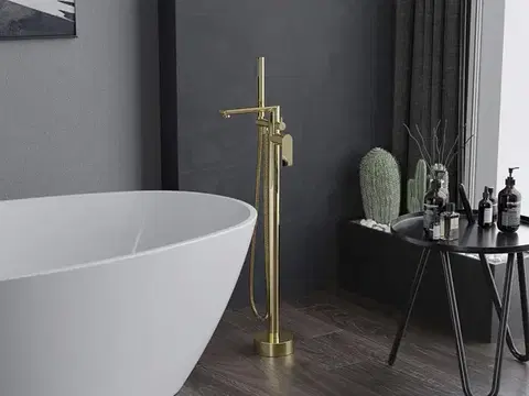MEXEN Leda Volně stojící vanová baterie, zlatá 75633-50