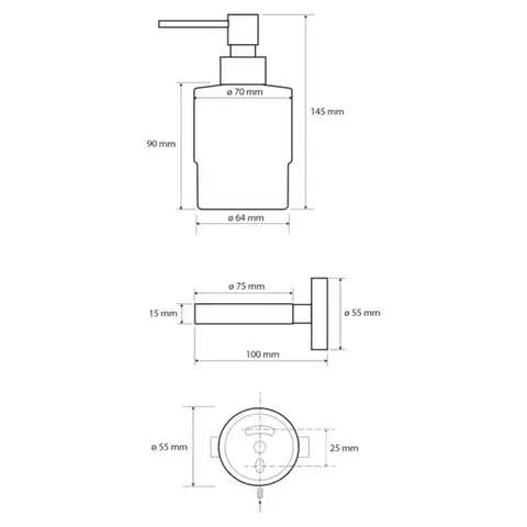 SAPHO X-ROUND dávkovač mýdla 200ml, mléčné sklo, chrom XR103