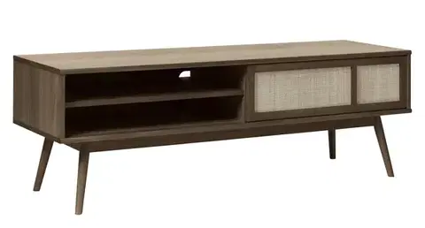 Estila TV stolek Aarhus, tmavý dub/ratan, 150 cm