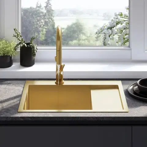 REA Ocelový dřez Fin BRUSH GOLD ZLE-06013