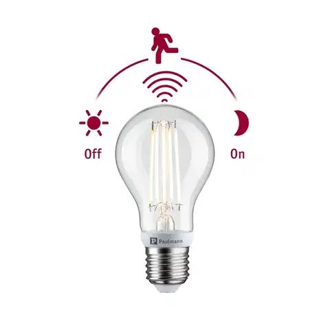 PAULMANN Filament 230V LED žárovka E27 se soumrakovým a pohybovým čidlem (HF) 7W 2700K E27