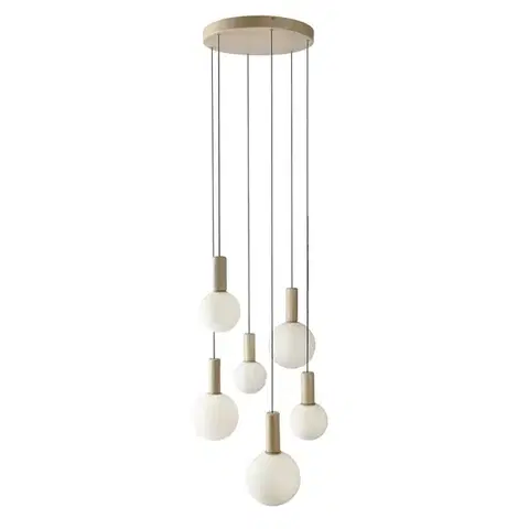 Lampa wisząca Testa beżowa białe klosze kule 6x10W G9 regulowana
