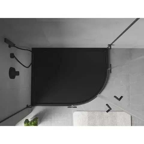 MEXEN Flow Sprchová vanička čtvrtkruh asymetrická slim levá 100 x 90, černá mat 46Q709010L