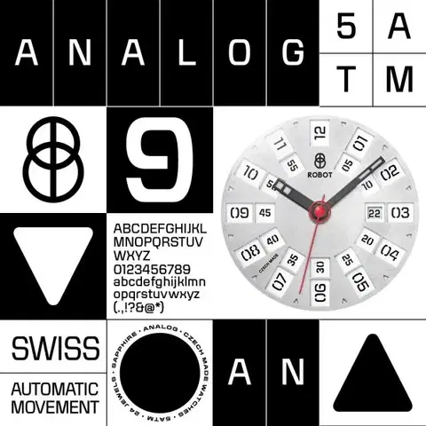 Robot Graphic Analog Silver