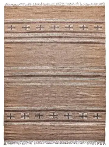 Diamond Carpets India, Ručně vázaný kusový koberec Ginger DESP P83 Brown Cream, 80x150, hnědá, chodba / předsíň