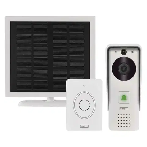 EMOS GoSmart Domovní bezdrátový bateriový videozvonek IP-09D s Wi-Fi a solárním panelem H4030