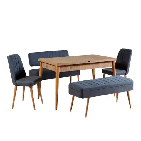 Jídelní set s rozkládacím stolem a židlemi (5 kusů) Vina 1048 - 4 - Atlantic, Dark Blue