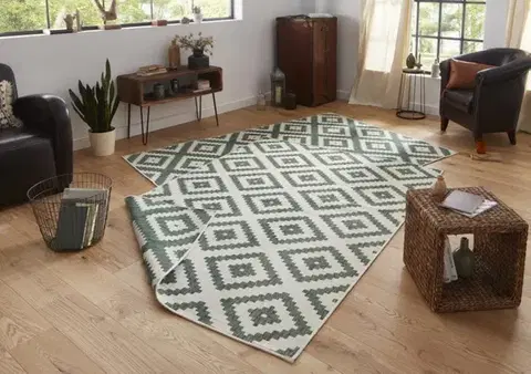 Hanse Home, Kusový koberec Twin-Wendeteppiche 103131 grün creme – na ven i na doma, 80x250, zelená, chodba / předsíň