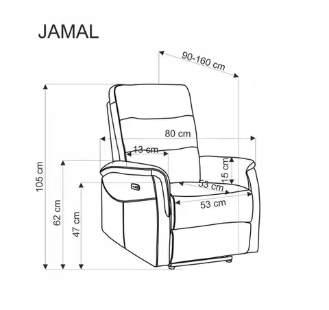 Elektrické polohovací křeslo s USB JAMAL Halmar