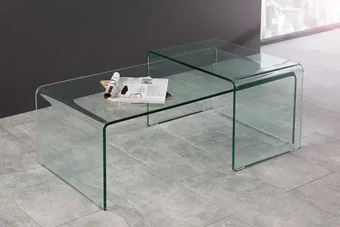 Estila Set moderních skleněných příručních stolků GHOST (2ks)