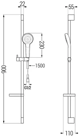 MEXEN/S DS05 posuvný sprchový set, chrom 785054583-00