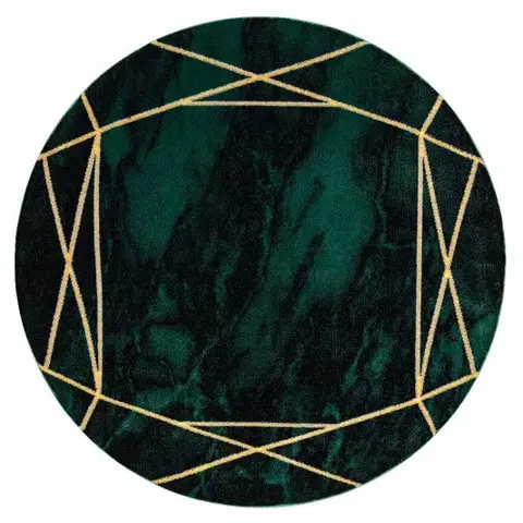 Dywany Łuszczów, Kusový koberec Emerald 1022 green and gold kruh, 120x120 (průměr) kruh, zelená, ložnice