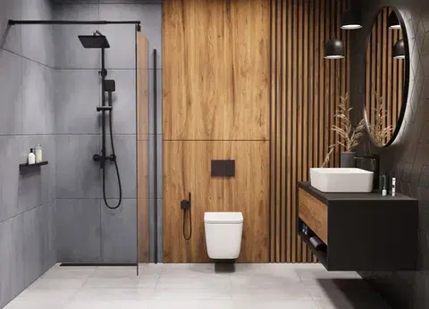 CERSANIT předstěnový instalační systém s černým tlačítkem K97-0574 + WC INVENA PAROS  + SEDÁTKO K97-526 0574 RO1