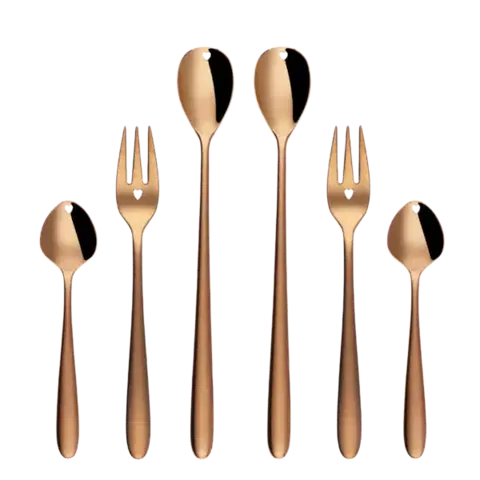 Dárková sada se srdcem 6 ks růžové zlato — Love Cutlery - 116445