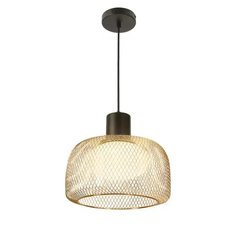 Lampa wisząca Sopra 32 czarno złota z kloszem drucianym nad stół