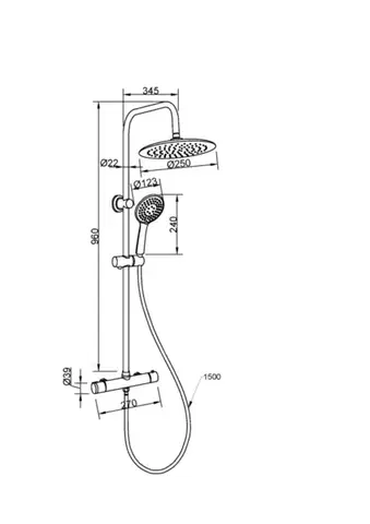 INVENA Sprchový sloup MUSTA s termostatickou baterií chrom AU-84-001-X