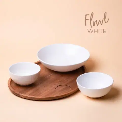 Set Flowl – Misky Gaya Atelier bílé + Podnos Triangle Agát - 453114