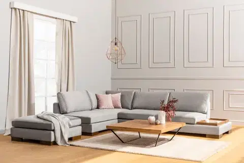 Rohová sedací souprava Tulip Corner Left With Pouf - Light Grey