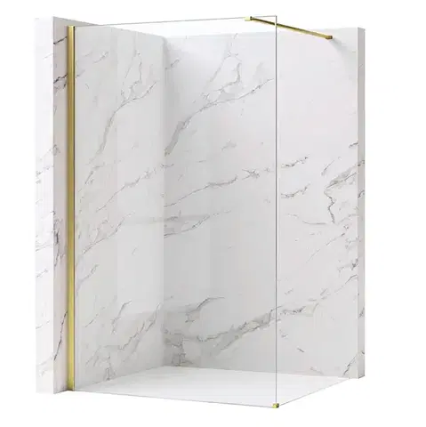 REA/S Sprchová zástěna Flexi Transparent / Brush Gold 140 KPL-K99277