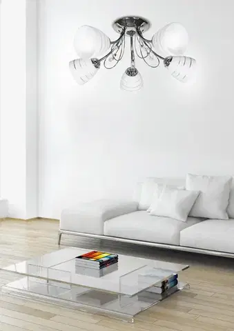 Chromová stropní lampa s krystaly 5x40W Simpli