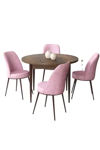 Dining Table & Chairs Set (5 Pieces) Tor - Baroque, Pink