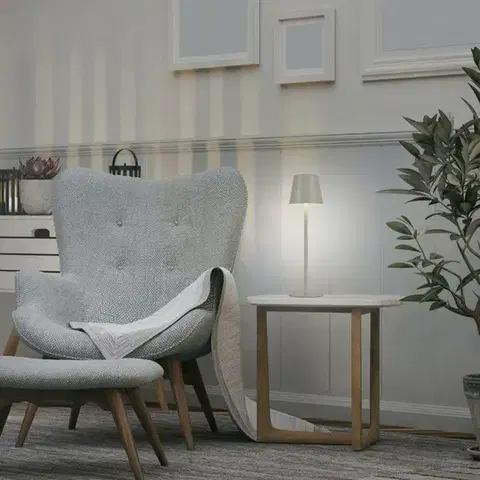 LEUCHTEN DIREKT is JUST LIGHT LED stolní lampa lakovaná šedá ochrana proti stříkající vodě na baterie 3000K LD 19250-40