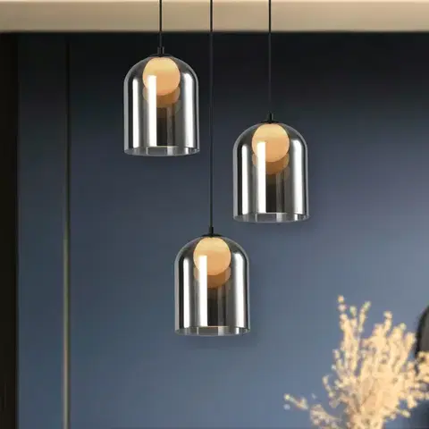 Skleněná závěsná lampa KLEA – s grafitovým a matným stínidlem – moderní stolní lampa do obývacího pokoje G9 LED