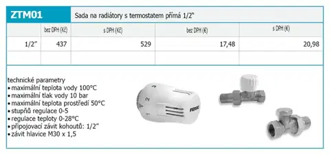 NOVASERVIS Sada na radiatory s termostatem přímá 1/2" ZTM01