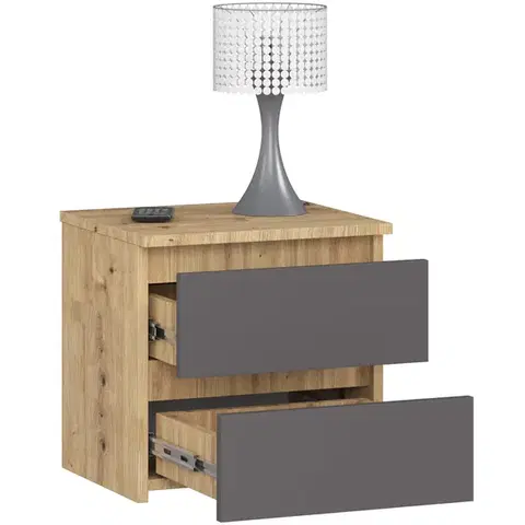 Ak furniture Noční stolek CL2 40 cm dub artisan/grafitově šedý