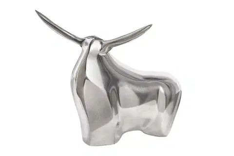 Estila Stylové glamour extravagantní těžítko Bull v podobě býka ve stříbrné chromové barvě s hladkým lesklým povrchem 16 cm