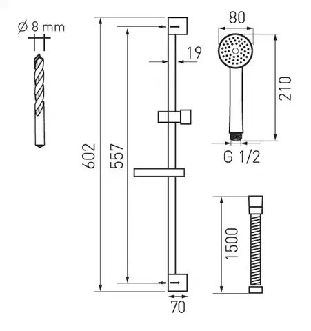 NOVASERVIS Sprchová souprava chrom KIT03,0