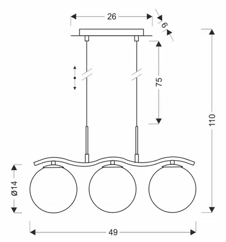 Závěsná lampa LUMOS 3x20W G9 chromované skleněné stínidlo 14 cm grafitové moderní elegantní svítidlo obývací pokoj jídelna kuchyň glamour